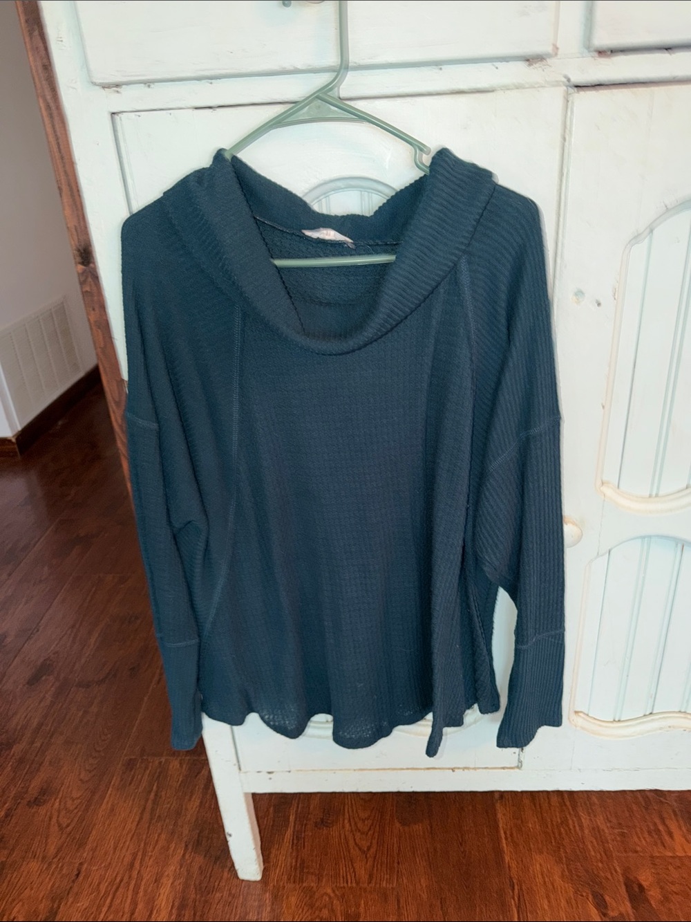 Maurices Dark Teal Ribbed Cowl Neck Tunic